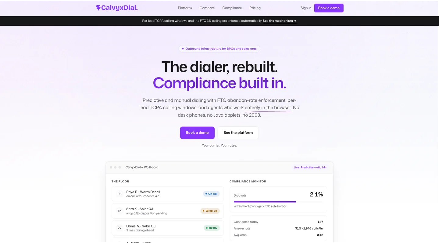 CalvyxDial website screenshot
